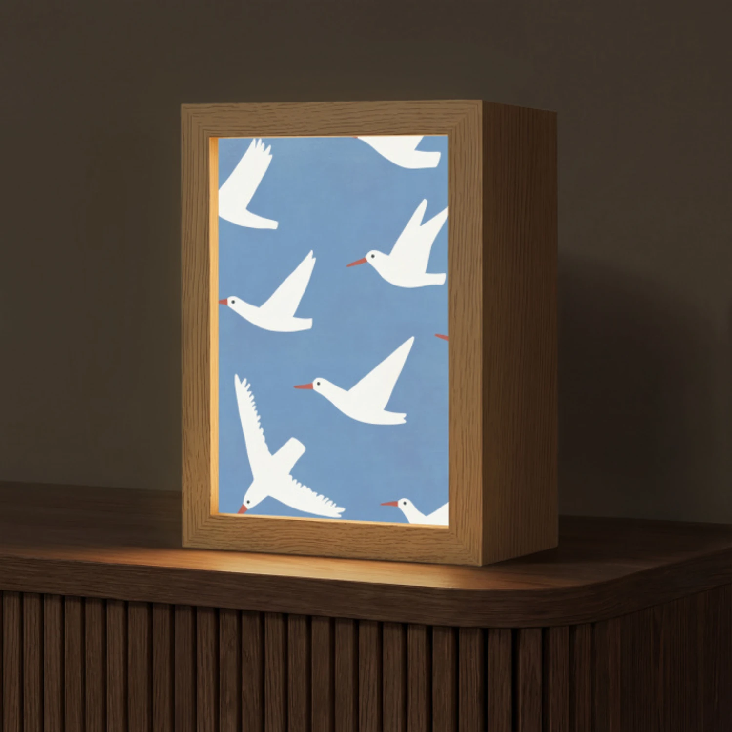 Vogels - Wit - Patroon Light Box met kabel (Tafellamp) klein -z3d_website