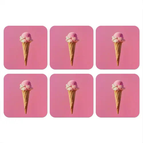 Hoorntje - Schepijs - Roze onderzetter kurk middel -3d