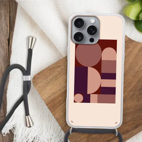 Geometrisch - Cirkels - Rood Hoesje iPhone 16 Pro Max met koord klein -sfeer4