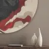 Krijger - Draak - Zwart - Rood - Rook Akoestische PET Vilt - Rond klein -sfeer5_closeup