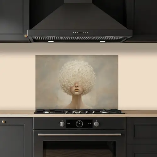 Dromerig - Beige - Paardenbloemzaadjes keuken achterwand spatscherm klein -sfeer1