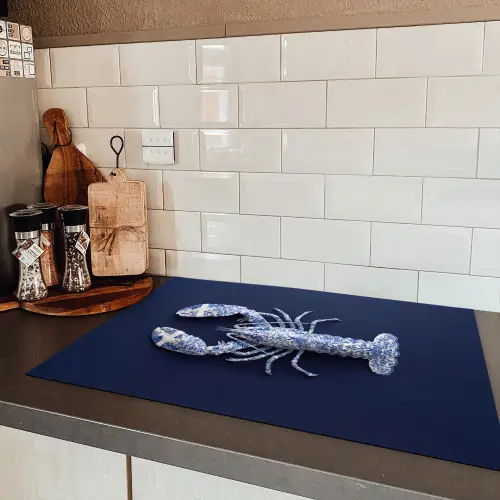 Kreeft - Porselein - Delfts - Blauw Inductie beschermer vinyl 3mm klein -sfeer3