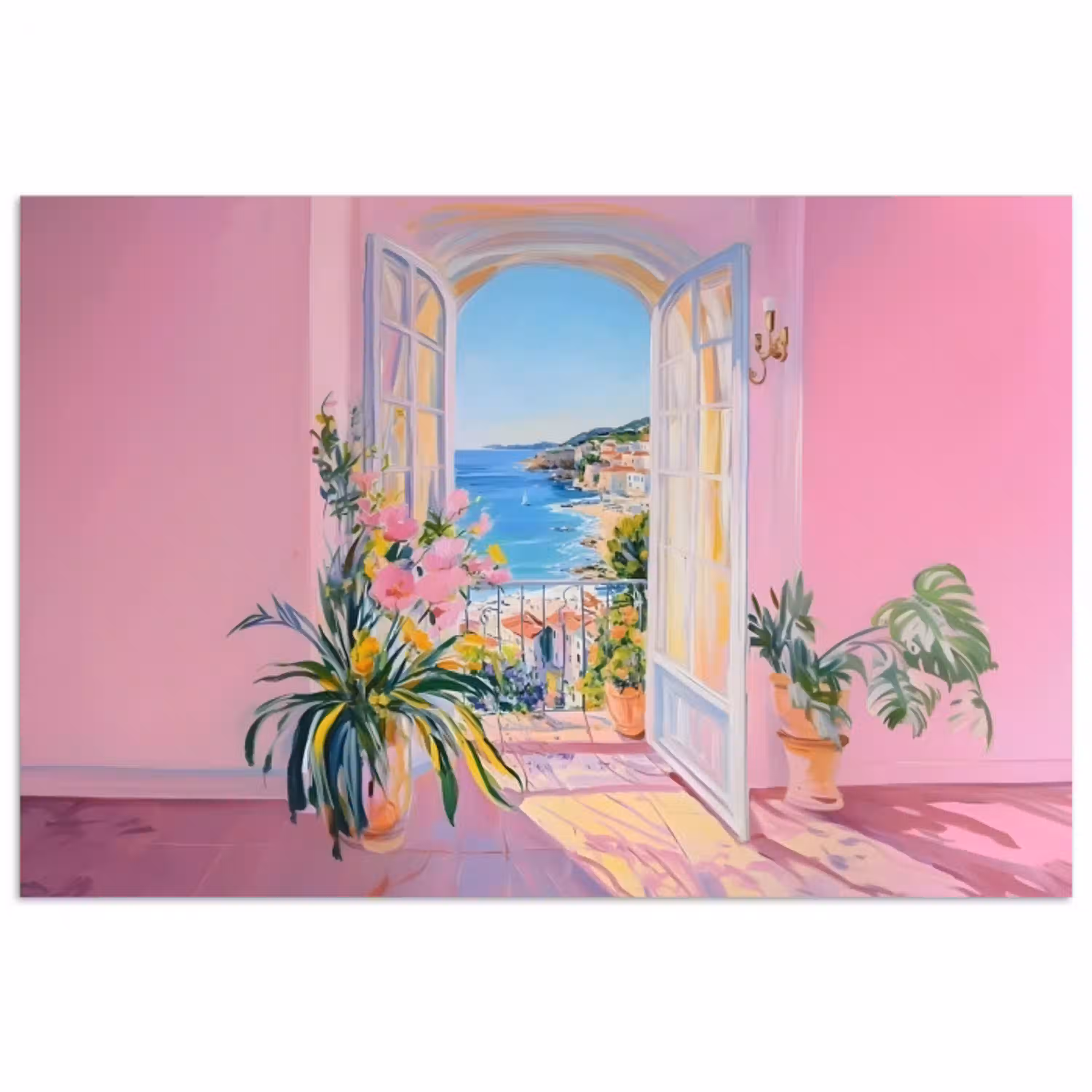 Roze - Buiten - Verf poster papier klein -3d