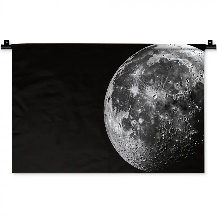 Close-up - Maan - Wit - Textuur Wandkleed katoen klein -zz3d