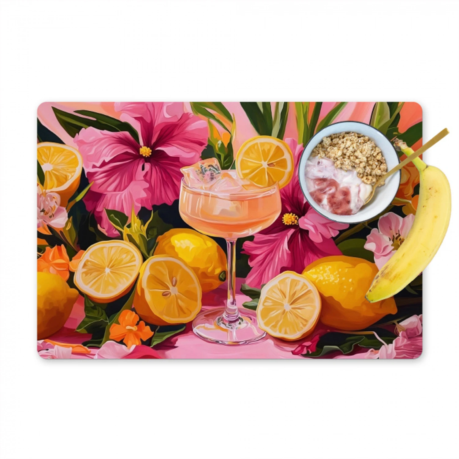 Drink - Bloemen - Yellow Placemat vinyl groot -zzzproduct_Kitchenyeah-website