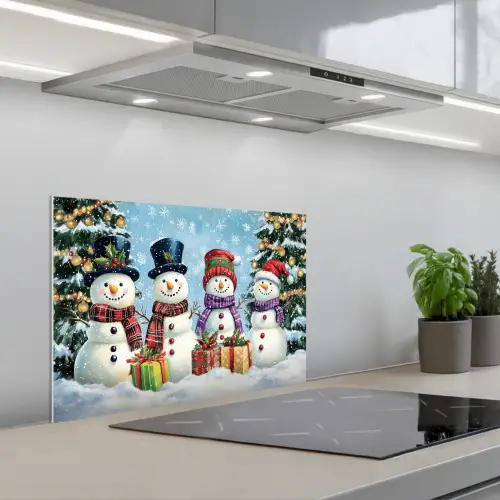 Vrolijk -  Sneeuw - Kleurrijk keuken achterwand spatscherm klein -3d_schuin