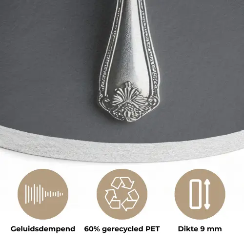 Zilver - Metaal - Lepel Akoestische PET Vilt - Rond klein -closeup_NL