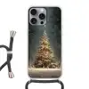 Kerstboom - Bos - Sneeuw - meerkleurig Hoesje iPhone 16 Pro Max met koord klein -3d