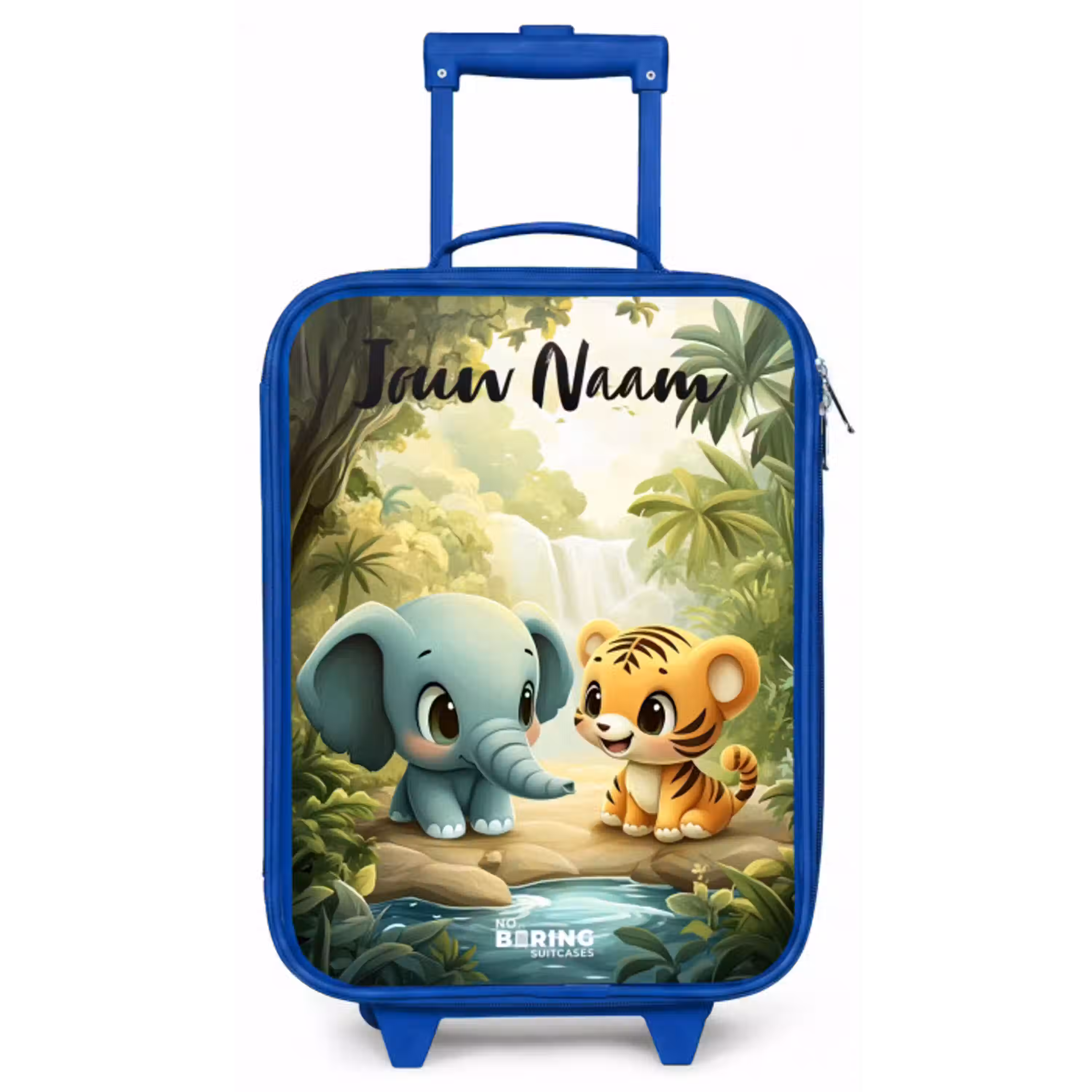 Olifant - Tijger - Bos - Jungle Kinderkoffer - Blauw klein -zz3dotto