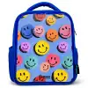 Een speels en kunstzinnig patroon van kleurrijke smileys Kinderrugzak - Blauw middel -3d
