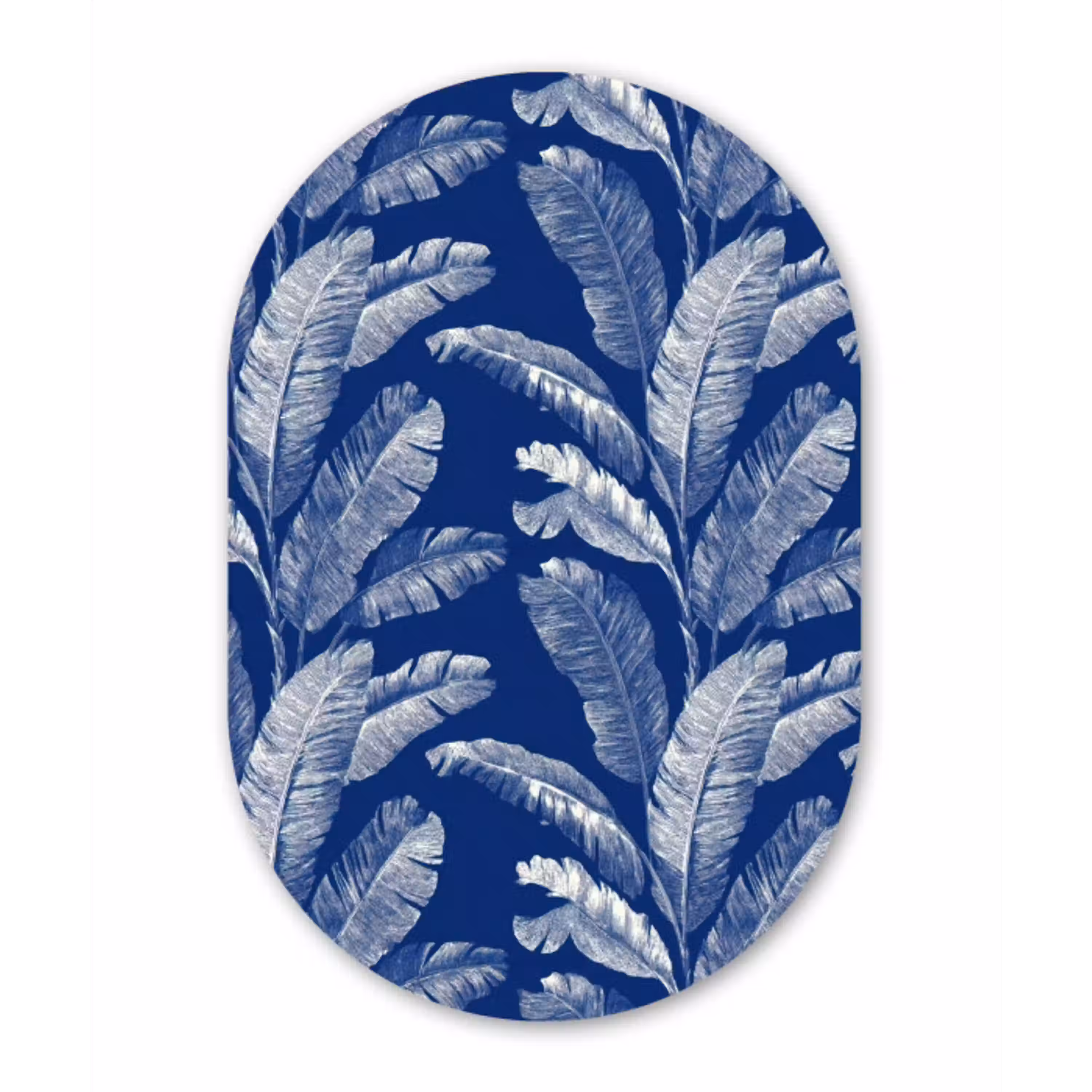 Blad - Palm - Blauw Wandcirkel Ovaal Aluminium middel 839 -3d
