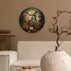 Uil - Vogel - Bloemen - Planten - Botanisch Wandcirkel kunststof plaat 5mm dik klein -sfeer1