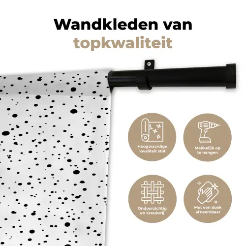 Organisch - Zwart - Wit - Stippen Wandkleed katoen klein 269 -sfeer2