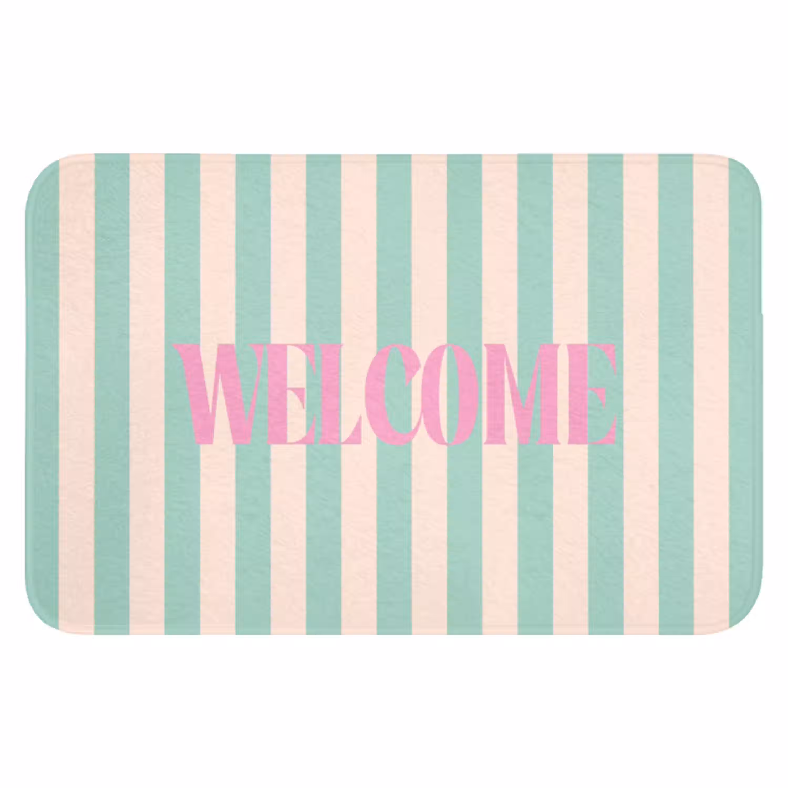 Roze - Groen - Strepen - Welcome WCmat klein -3d