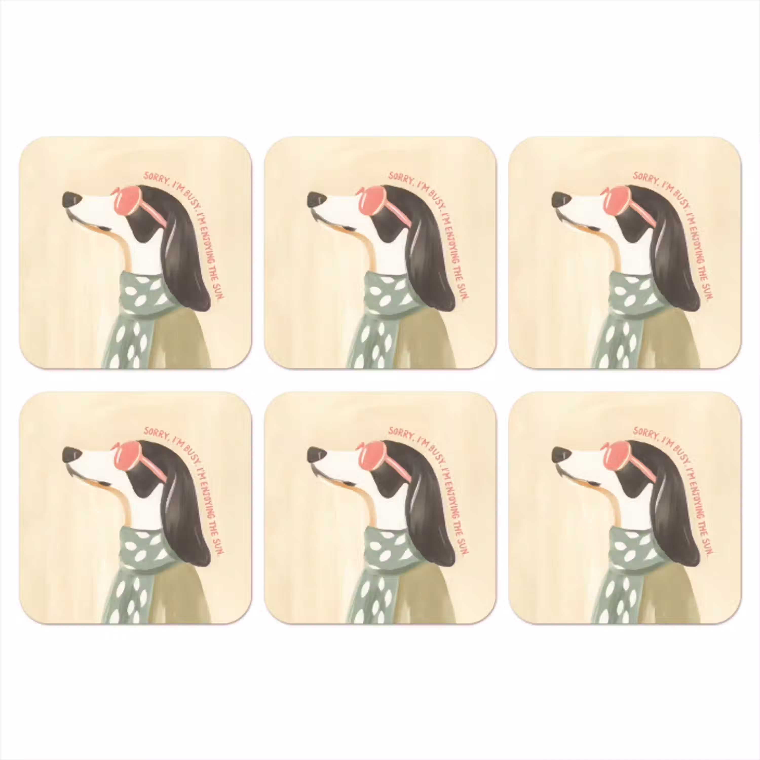 Quote - Hond - Zonnebril onderzetter kurk middel -3d