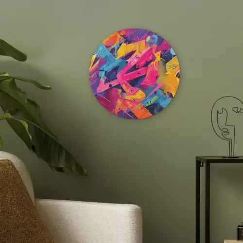 Abstract - Vormen - Kleurrijk Akoestische PET Vilt - Rond klein -sfeer2