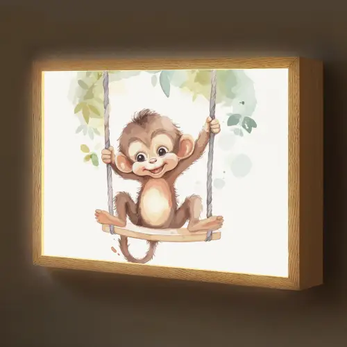 Aap - Dier - Kinderen - Jungle Light Box met batterij (Wandlamp kind) middel -z3d_website