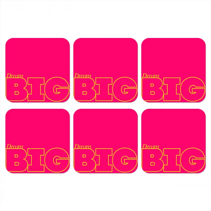 Minimalistisch - Roze - Dream big - Grafisch onderzetter kurk middel -3d