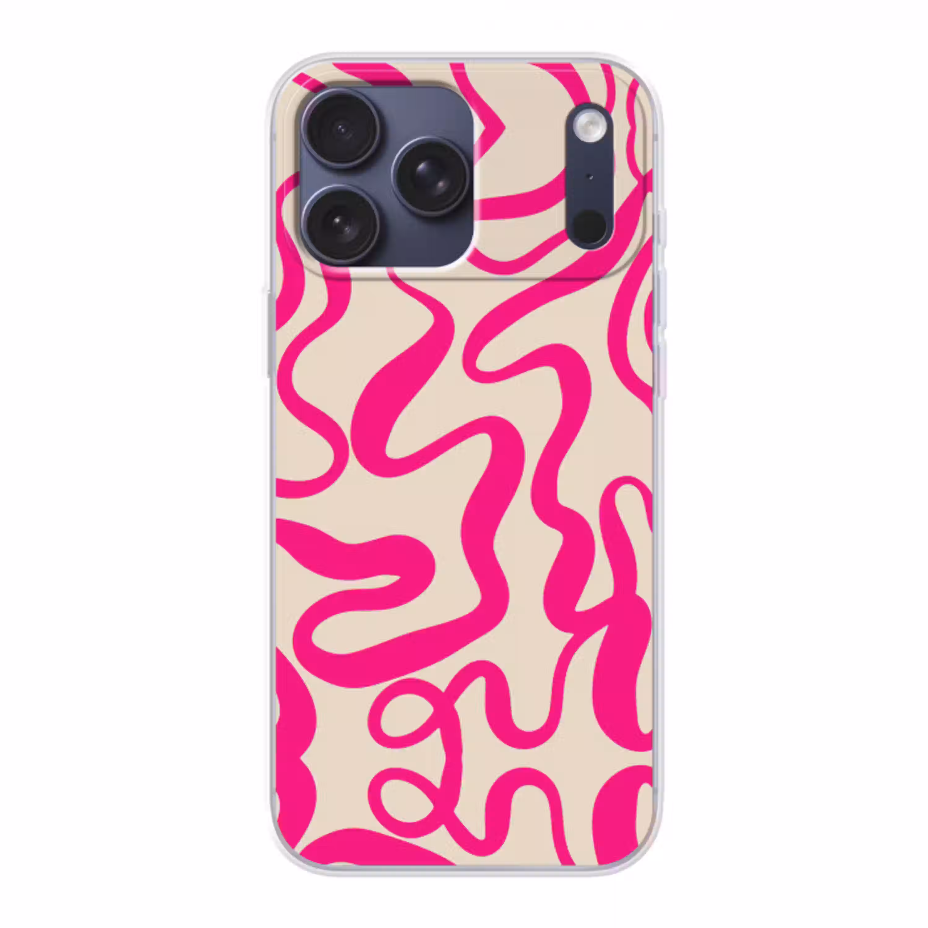 Lijnen - Roze - Beige - Abstract - Minimalistisch Telefoonhoesje iPhone 17 Pro Max klein -3d