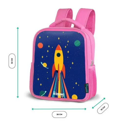 Raket - Sterren - Planeet - Ruimte Kinderrugzak - Roze middel -productfoto_formaten
