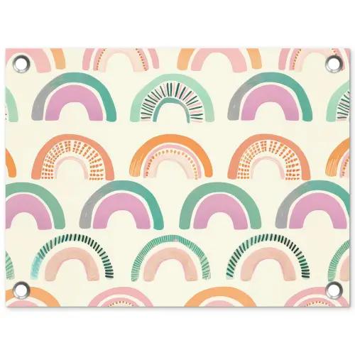Regenboog - Pastel - Patroon tuinposter los doek klein -3d