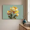 Bloemen - Geel - Bladeren - Structuur Textielframe zwart klein -sfeer2