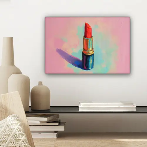Lippenstift - Rood - Penseelstreken canvas 2cm klein -sfeer6