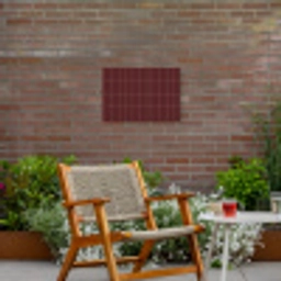 Lijnen - Patroon - Bordeaux Tuinposter op houten frame 2 cm dik klein 845 -sfeer3