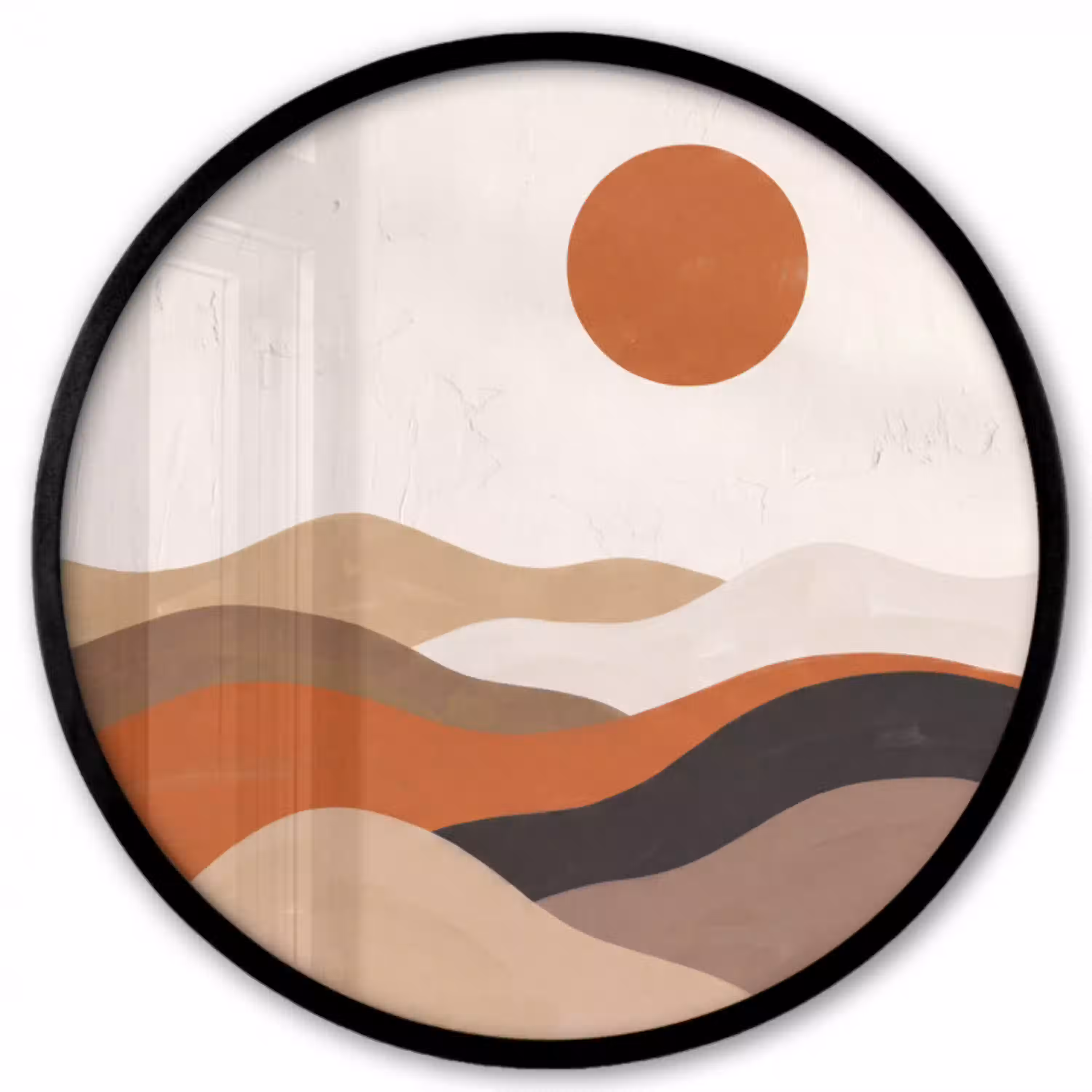 Landschap - Heuvels - Zon - Abstract - Oranje Fotolijst rond zonder passe partout klein -3d