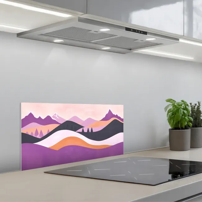 Abstract - Heuvels - Bomen - Groen keuken achterwand spatscherm klein -3d_schuin