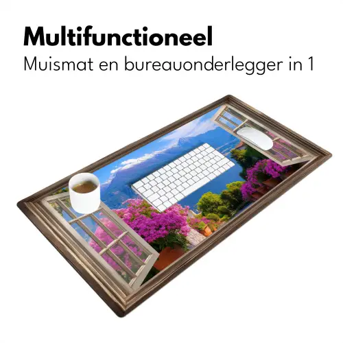 Doorkijk - Berg - Landschap - Uitzicht - Meer Muismat XXL klein -sfeer4