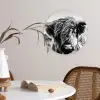 Koe - Schotse hooglander - Zwart - Wit - Dier - Natuur - Wild Wandcirkel kunststof plaat 5mm dik klein -sfeer4