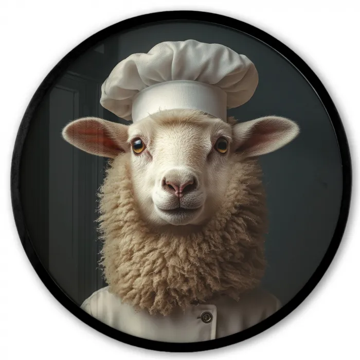 Schaap - Wol - Kok Fotolijst rond zonder passe partout klein -3d