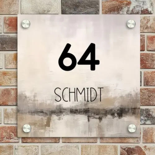 Geschilderd - Modern Naambord Vierkant klein -sfeer2