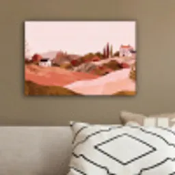 Heuvellandschap - Grafisch - Terracotta canvas 2cm klein -sfeer3