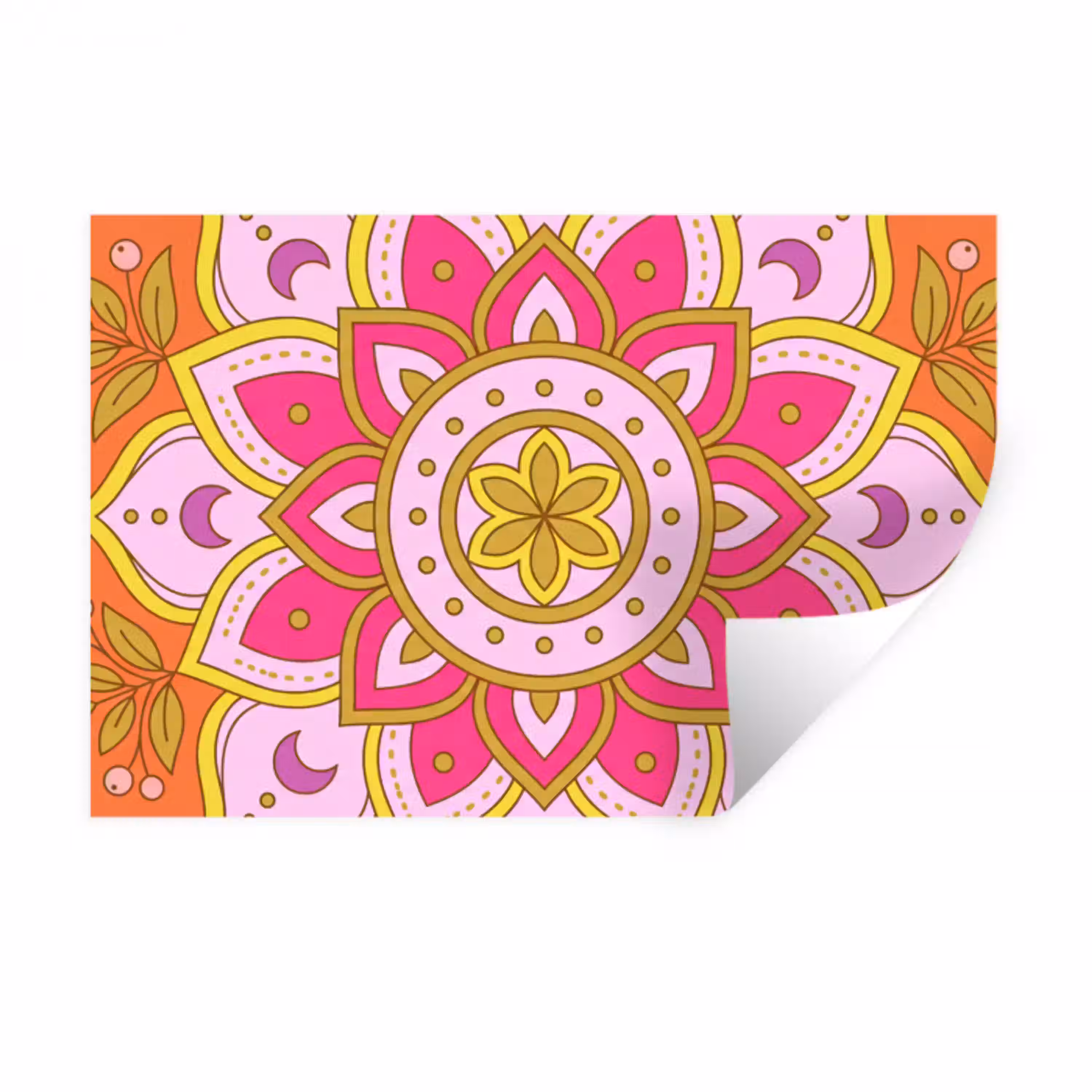 Patroon - Bloemmotief - Decoratie - Abstract - Roze Muursticker klein -3d
