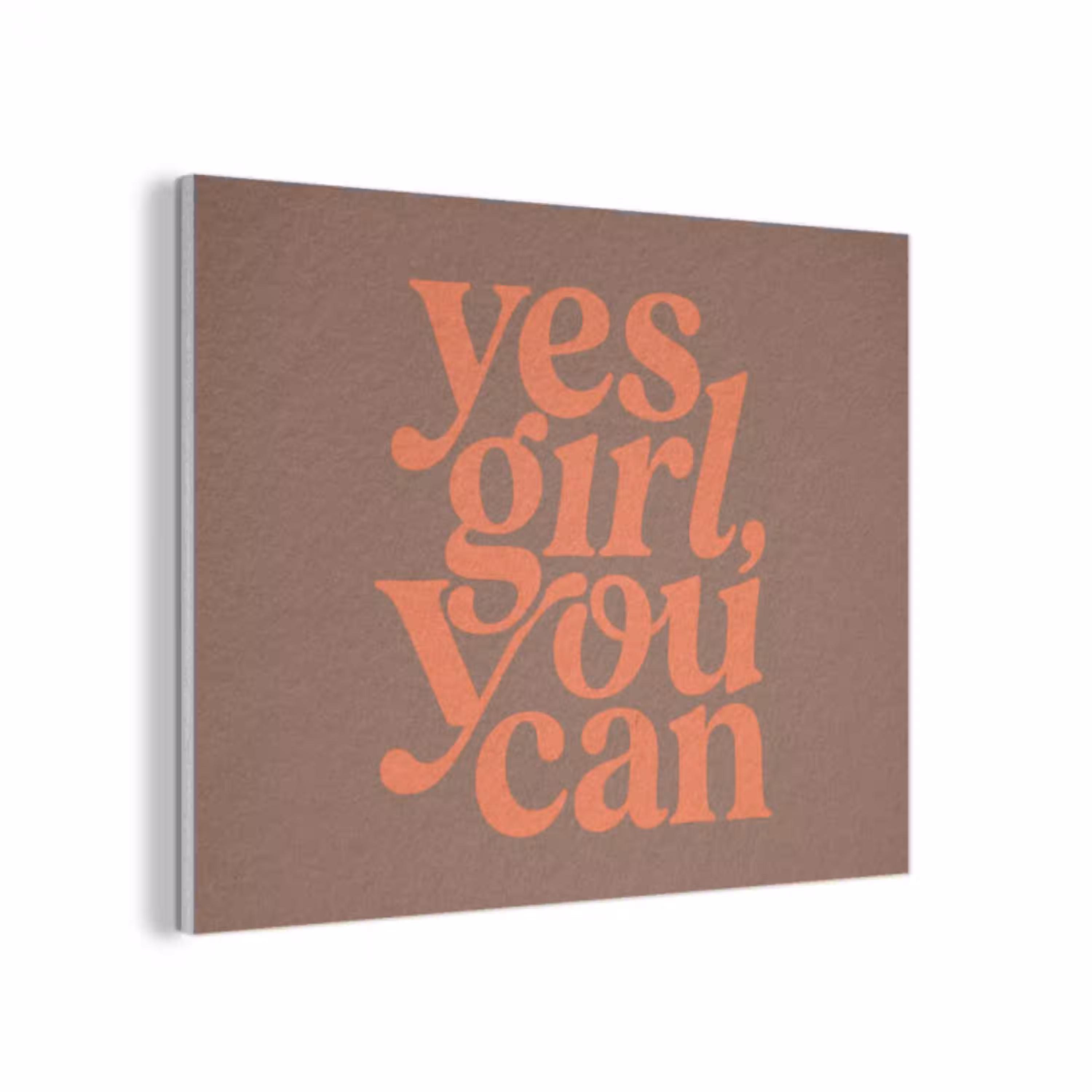 Yes girl you can - Oranje - Bruin PET vilt klein -3d