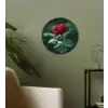 Roos - Bladeren - Dieprood Wandcirkel kunststof plaat 5mm dik klein -sfeer3