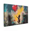 Meisje - Ballon - Hart - Graffiti canvas 2cm klein -z3d