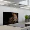 Wilde dieren - Panter - Portret - Zwart - Dieren keuken achterwand spatscherm klein -3d_schuin