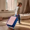 Hartjespatroon met roze kleuren Kinderkoffer - Blauw klein -sfeer1