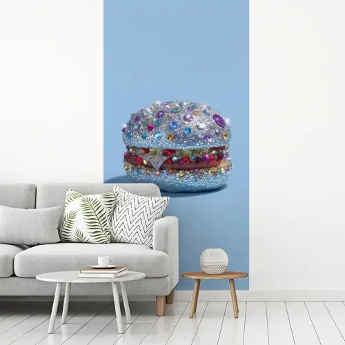 Glitters - Hamburger - Blauw fotobehang vinyl groot -woonkamer