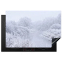Rivier - Sneeuw - Bos - Winter - Schilderachtig Inductie beschermer vinyl 3mm klein -3d