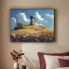 Windmolen - Heuvel - Bloemen - Kleurrijk Textielframe zwart klein -sfeer1