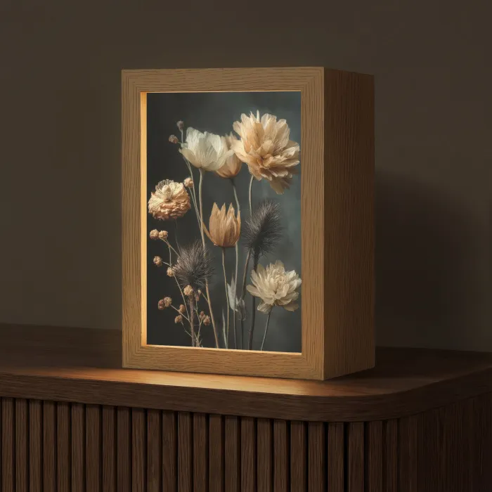 Boeket - Bloemen - Licht - Zwart Light Box met kabel (Tafellamp) klein -z3d_website