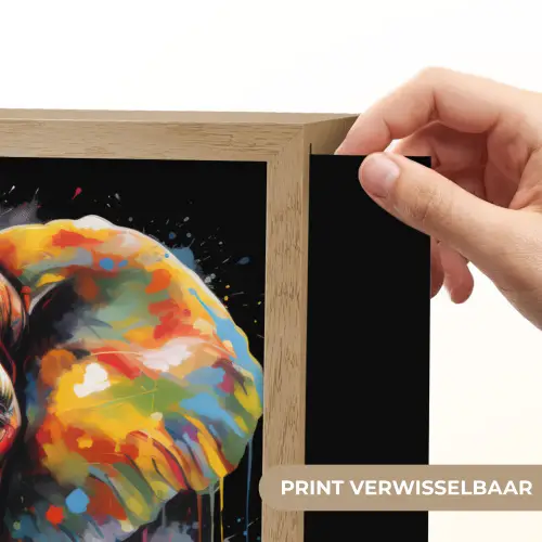 Olifant - Graffiti - Zwart - Dieren - Kleuren Light Box met batterij (Wandlamp) middel -USP_websiteprintNL