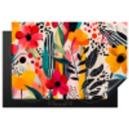 Bloemen - Bladeren - Abstract - Kleurrijk Inductie beschermer vinyl 3mm klein -3d