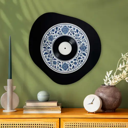 Vinyl - LP - Delfts Blauw - Muziek Wandcirkel Organisch Plexiglas middel -sfeer2
