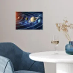 Ruimte - Zonnestelsel - Blauw poster papier klein -sfeer3