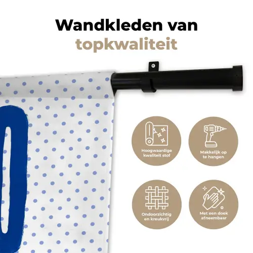 Ciao - Blauw - Stippen Wandkleed katoen klein -sfeer2